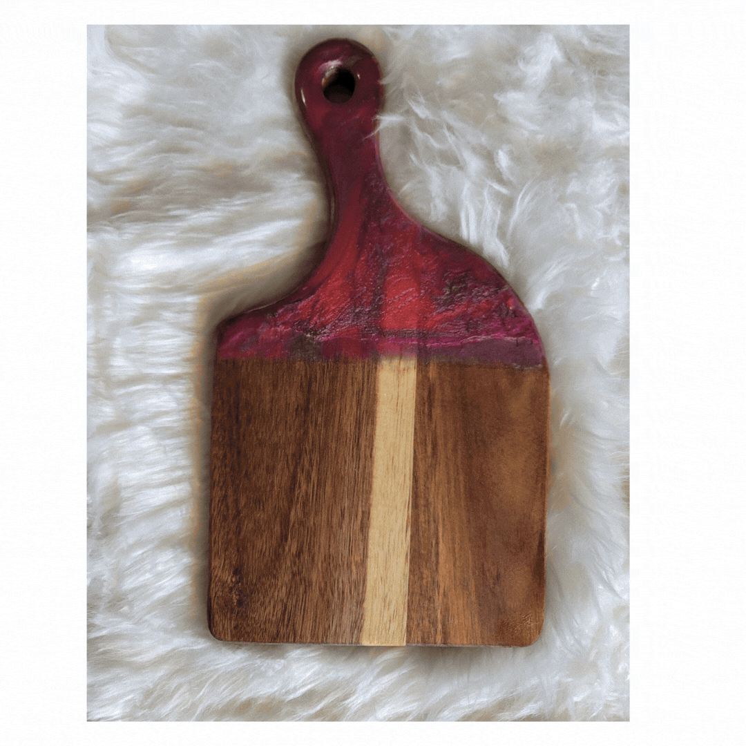 Pink and Silver Resin Cheese Paddle Board